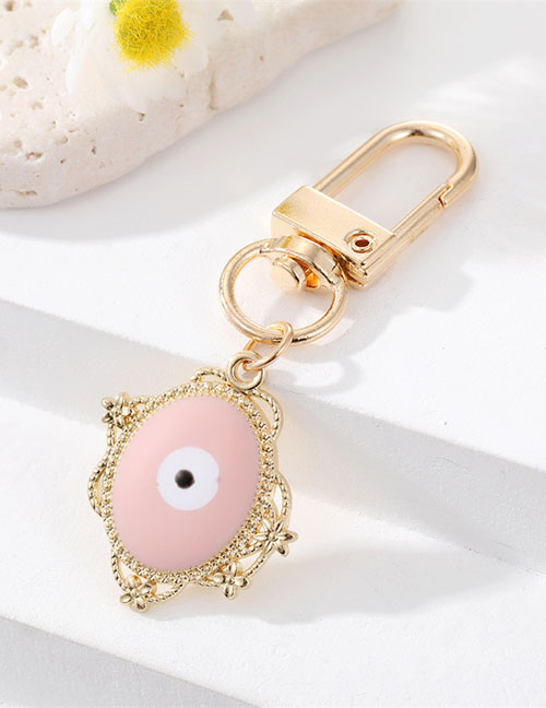 Fashion Oval Drip Oil Pink Alloy Drop Oil Oval Eye Keychain
