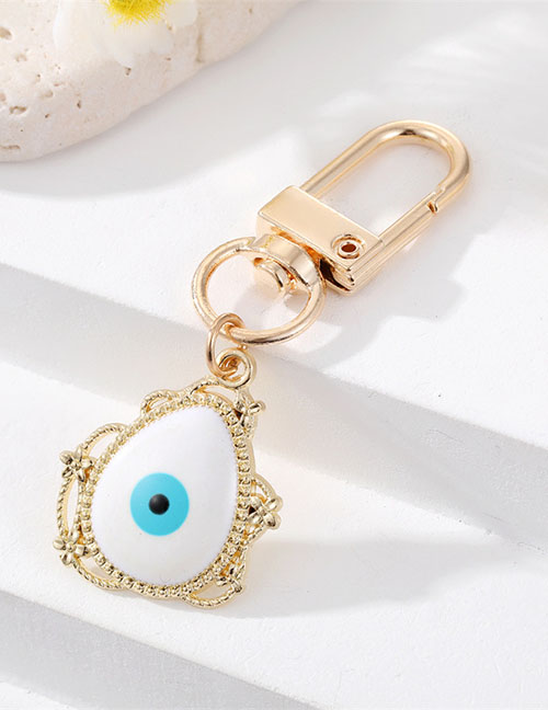 Fashion Oil Dripping White Alloy Drop Oil Oval Eye Keychain