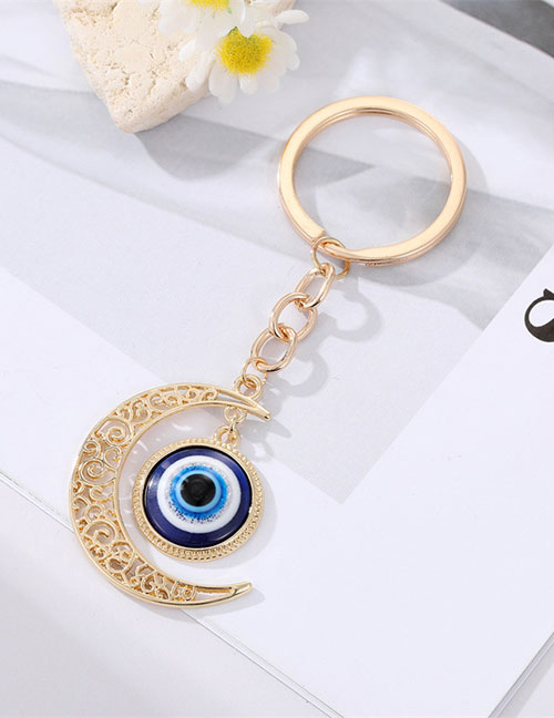 Fashion Golden Moon Eyes Alloy Geometric Moon Eye Keychain