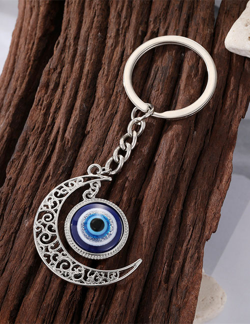 Fashion Silver Moon Eyes Alloy Geometric Moon Eye Keychain