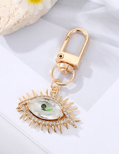 Fashion Crystal Green Eyes Alloy Set Crystal Eye Keychain