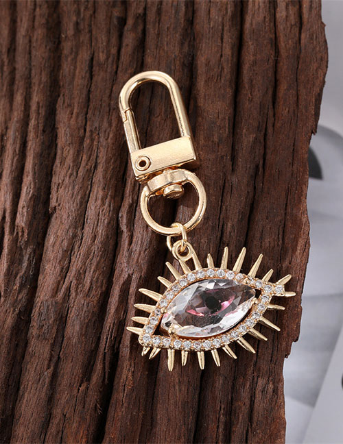 Fashion Crystal Pink Eyes Alloy Set Crystal Eye Keychain