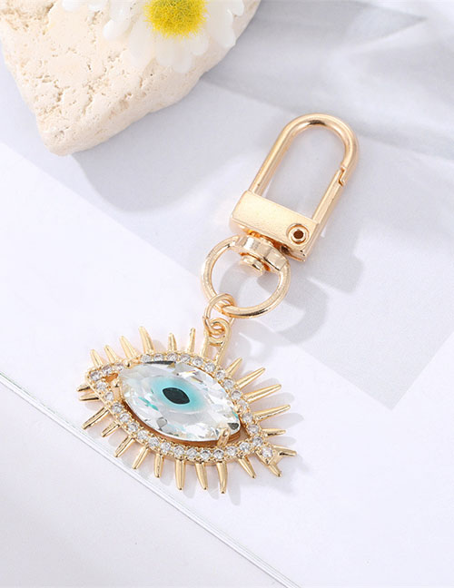 Fashion Diamond Long Eyelashes Blue Eyes Alloy Set Crystal Eye Keychain