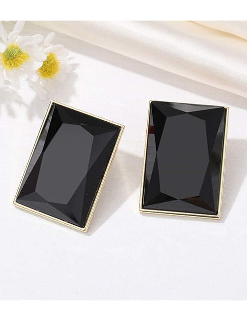 Fashion Black Resin Square Stud Earrings