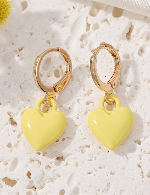 Fashion Yellow Alloy Drip Oil Love Earrings