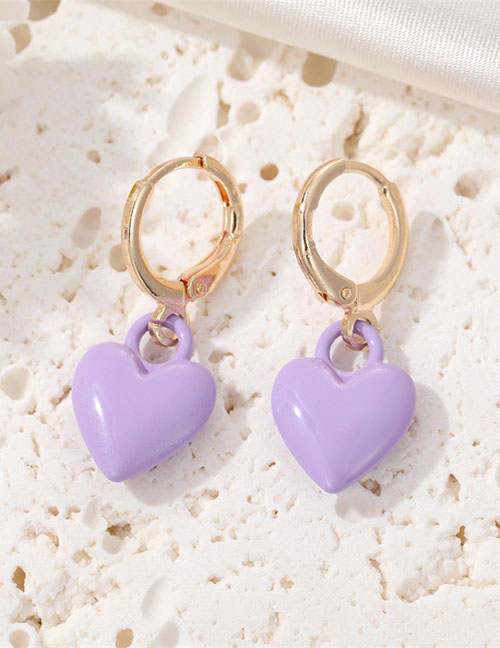 Fashion Purple Alloy Drip Oil Love Earrings