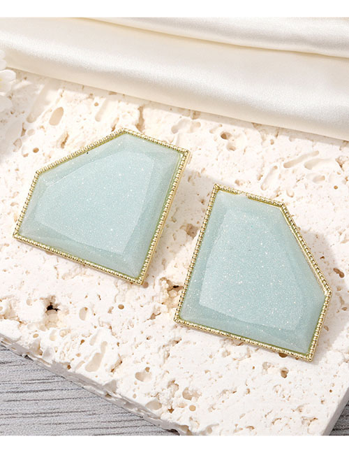 Fashion Green Resin Faceted Sequin Stud Earrings