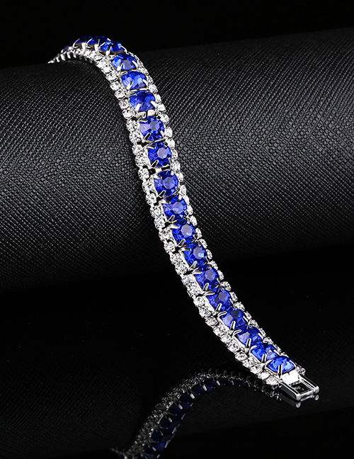 Fashion Blue Metal Diamond Geometric Bracelet