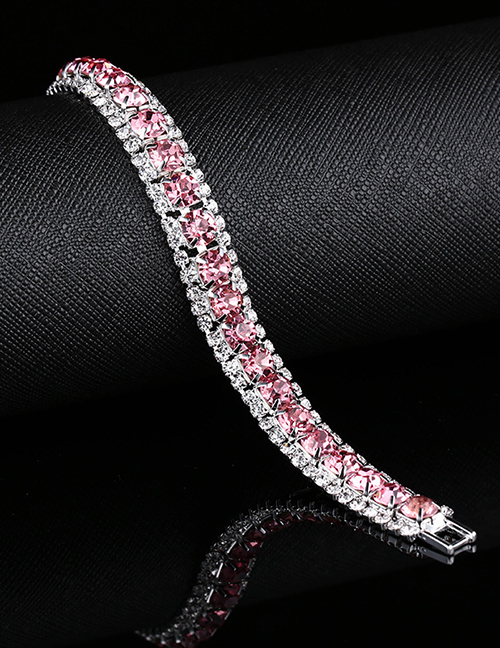 Fashion Rose Red Metal Diamond Geometric Bracelet