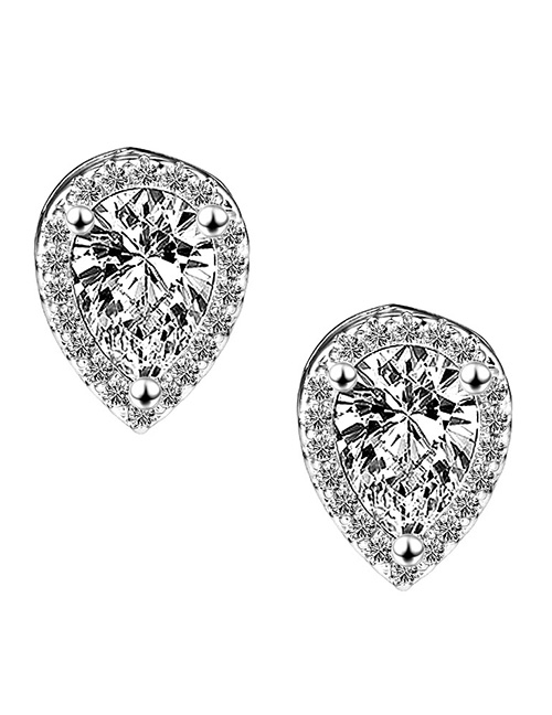 Fashion 4# Geometric Zirconium Pear Stud Earrings