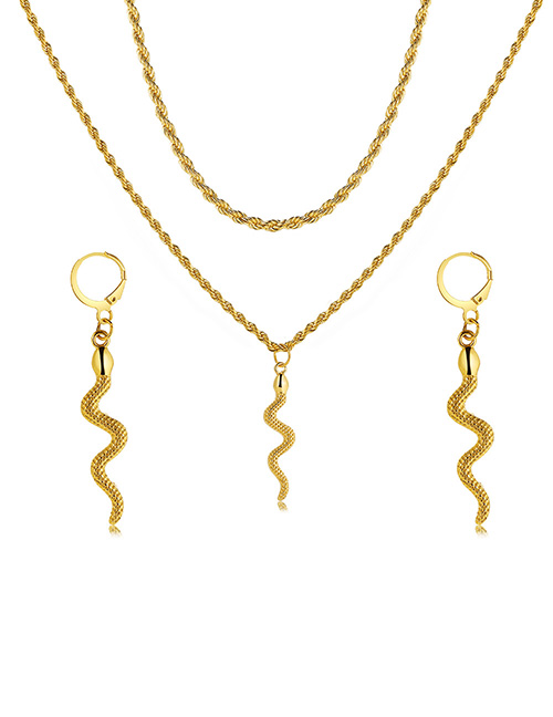 Fashion 2# Alloy Geometric Snake Earring Necklace Set