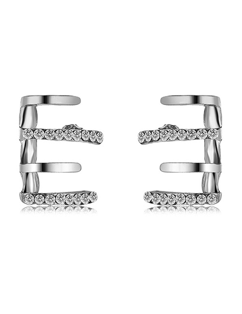 Fashion 2# Geometric Diamond Four Prong Stud Earrings