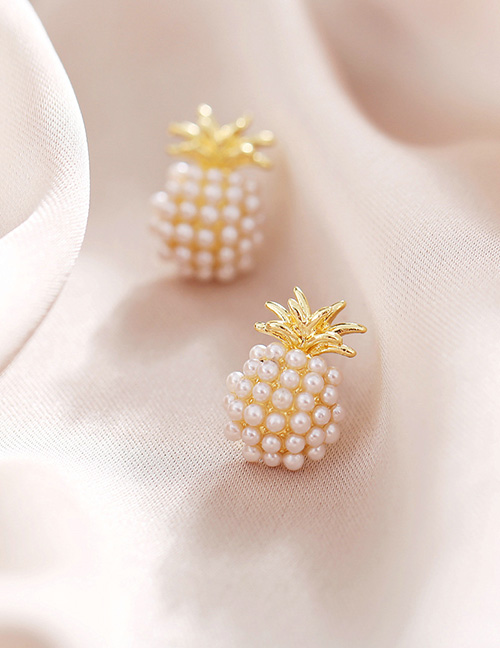Fashion 6# Geometric Pearl Pineapple Stud Earrings