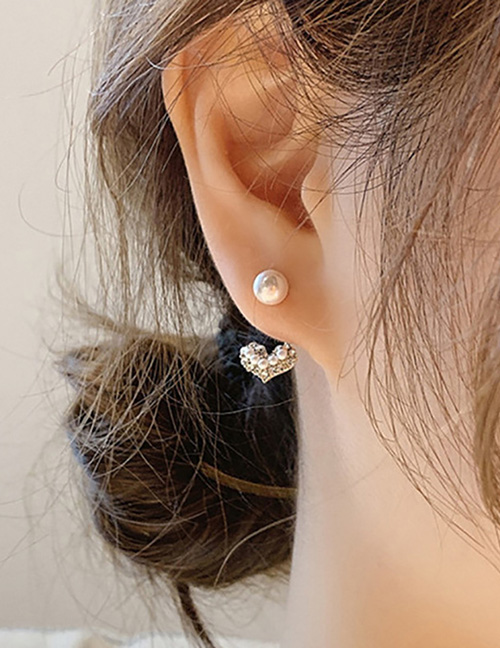 Fashion 19# Geometric Diamond Heart Stud Earrings