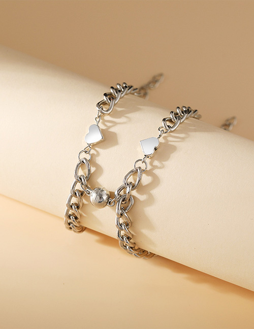 Fashion Silver Alloy Magnetic Love Chain Bracelet