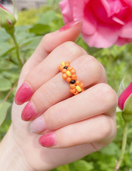Fashion Orange Geometric Bead Flower Ring