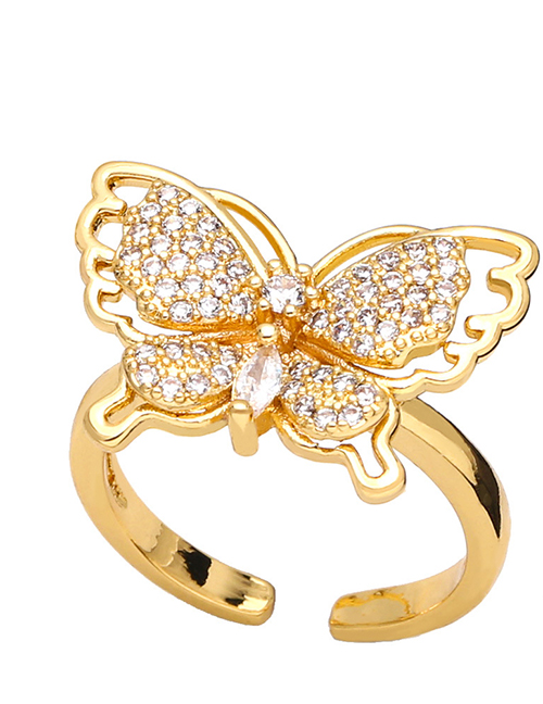 Fashion B Bronze Zirconium Butterfly Open Ring