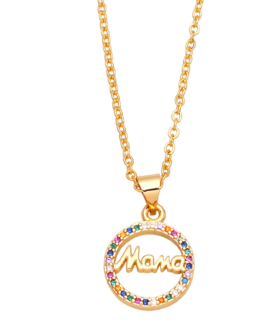 Fashion A (gold Color Zirconium) Bronze Zirconium Mama Round Necklace