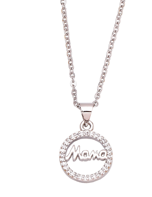 Fashion B (silver White Zirconium) Bronze Zirconium Mama Round Necklace