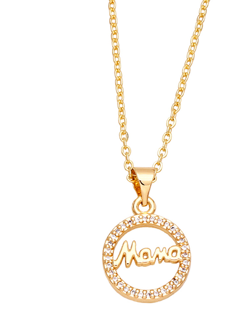 Fashion C (gold White Zirconium) Bronze Zirconium Mama Round Necklace