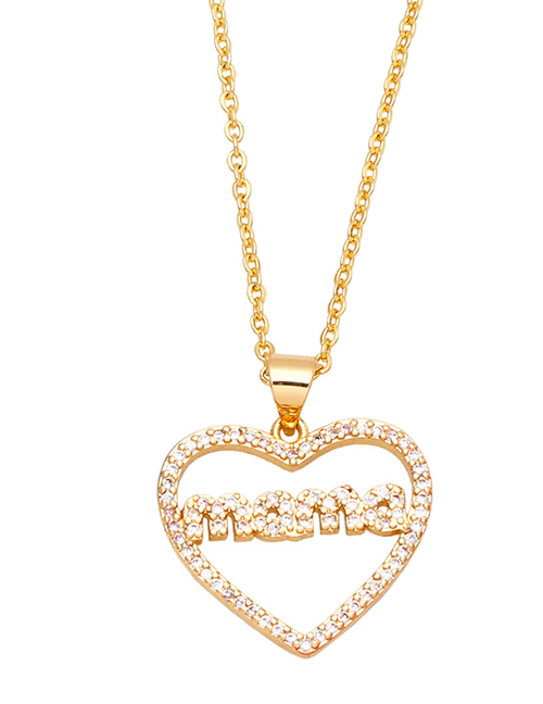 Fashion C (gold White Zirconium) Bronze Zirconium Heart Mama Necklace