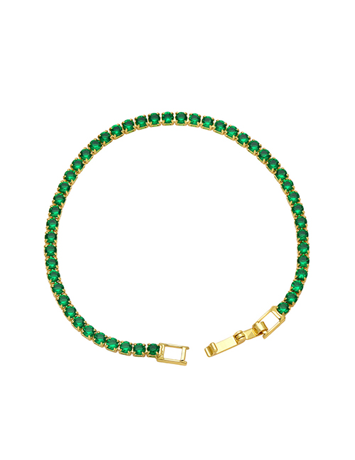 Fashion Green Brass Diamond Claw Chain Geometric Bracelet