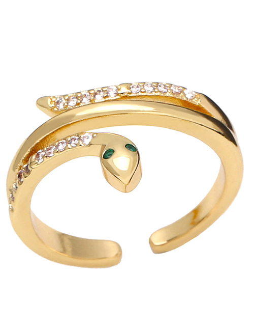 Fashion A Brass Diamond Snake Open Ring