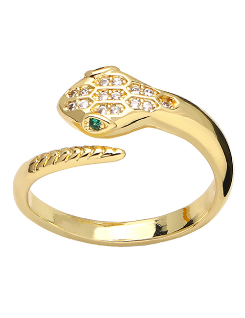 Fashion C Brass Diamond Snake Open Ring