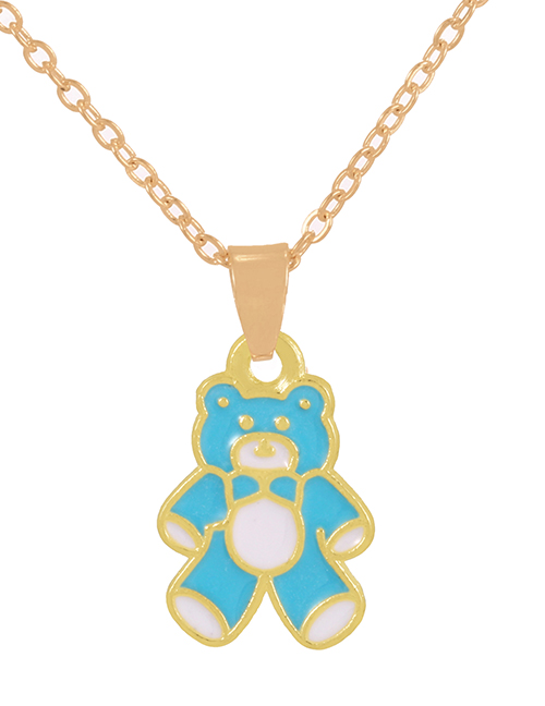 Fashion Blue-2 Alloy Drip Bear Pendant Necklace