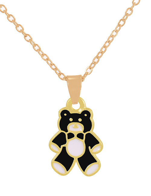 Fashion Black-3 Alloy Drip Bear Pendant Necklace