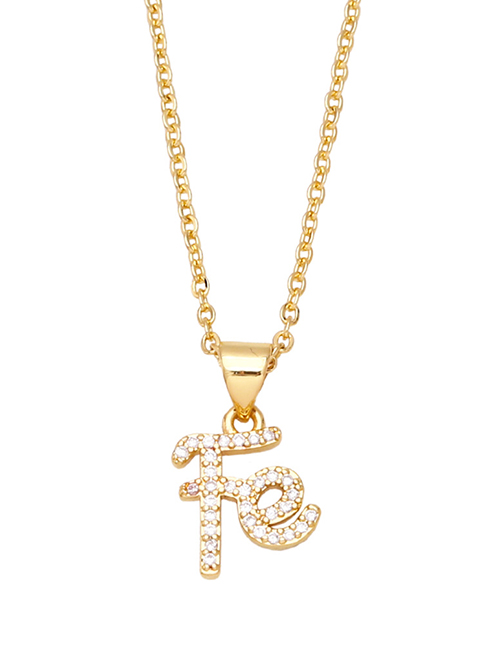 Fashion Fe Bronze Diamond Alphabet Necklace