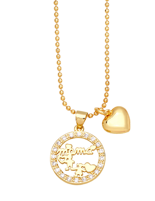 Fashion D Bronze Diamond Heart Mama Necklace