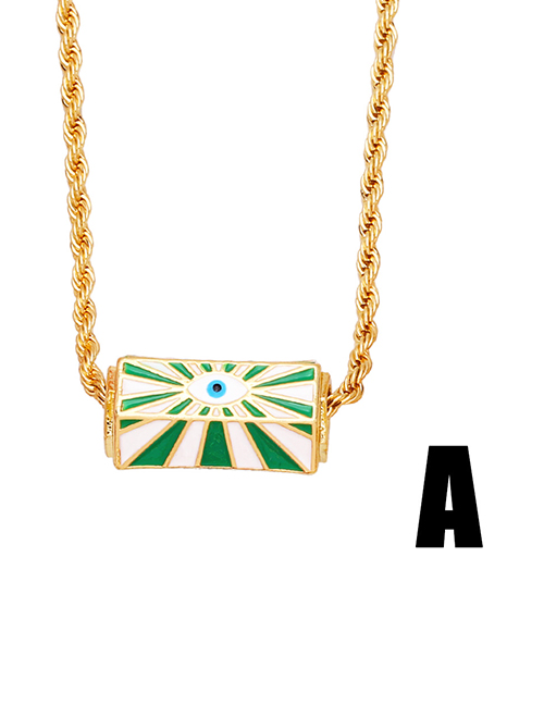 Fashion A (green) Copper Drop Oil Eye Twist Chain Necklace