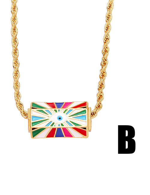 Fashion B (green Color) Copper Drop Oil Eye Twist Chain Necklace
