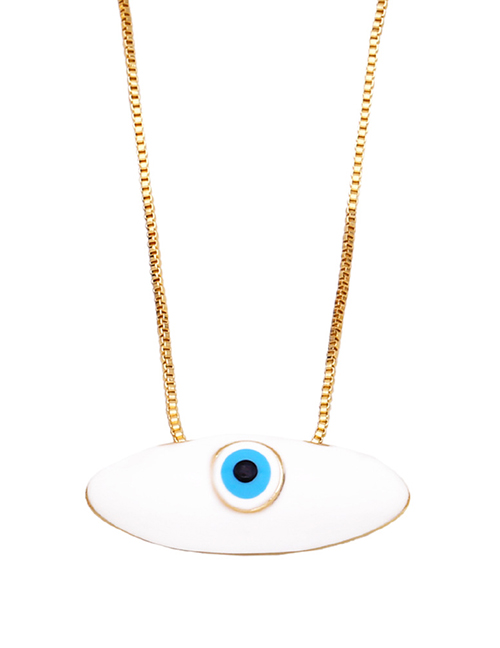 Fashion White Copper Drop Oil Eye Necklace