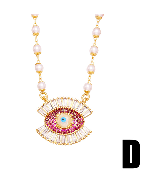 Fashion D (rose Red) Bronze Diamond Eye Necklace