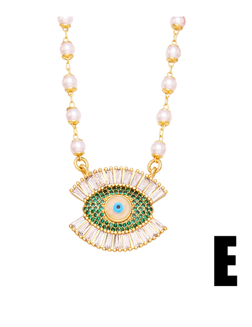 Fashion E (green) Bronze Diamond Eye Necklace