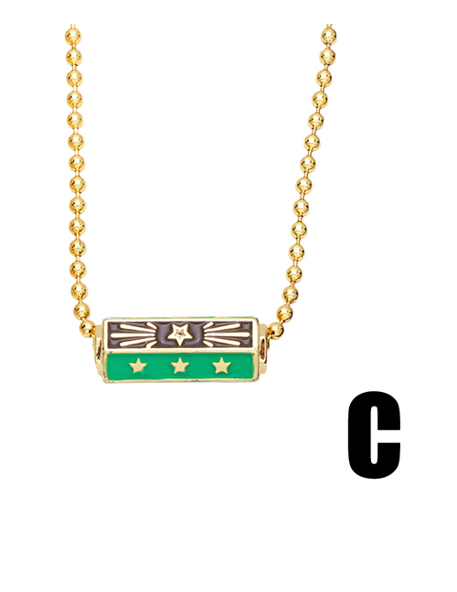 Fashion C (grey Green) Copper Drip Oil Faceted Star Hexagonal Barrel Pillar Necklace