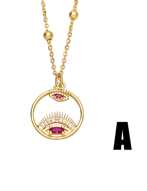 Fashion A (rose Red) Bronze Diamond Eye Necklace