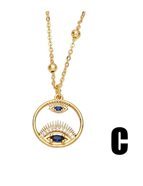 Fashion C (blue) Bronze Diamond Eye Necklace