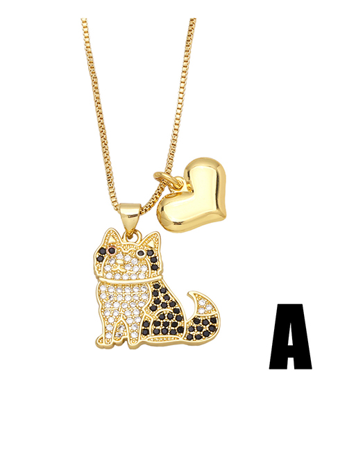 Fashion A Brass Diamond Puppy Love Necklace