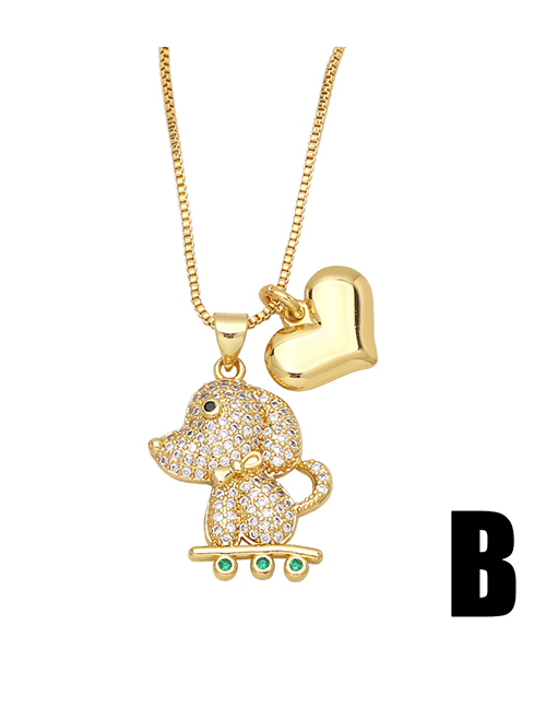 Fashion B Brass Diamond Puppy Love Necklace