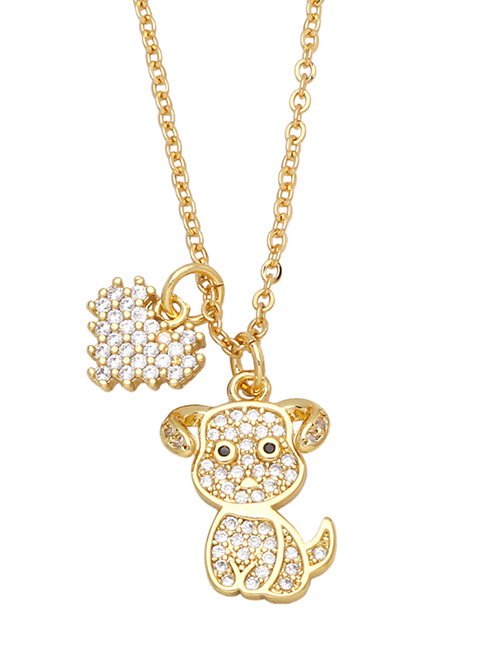 Fashion Puppy Brass Diamond Puppy Love Necklace