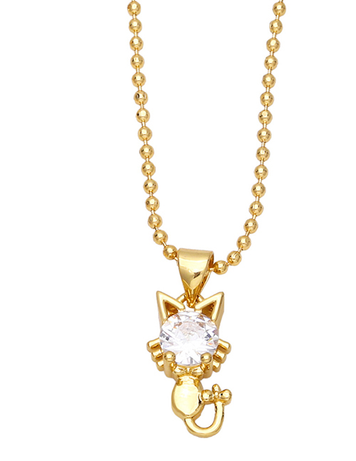 Fashion C (white) Copper Diamond Cat Necklace