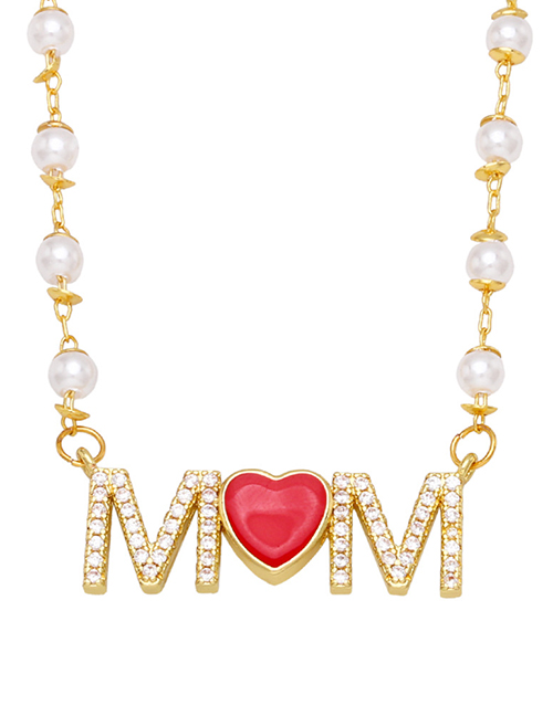 Fashion Mom Bronze Diamond Drip Oil Love Mom Necklace