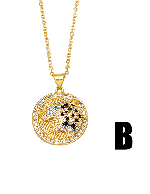 Fashion B Brass And Diamond Leopard Head Necklace