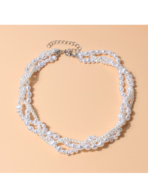 Fashion White Pearl Beaded Wrap Necklace
