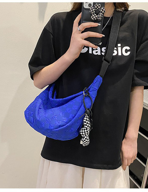 Fashion Blue Nylon Print Large Capacity Crossbody Bag