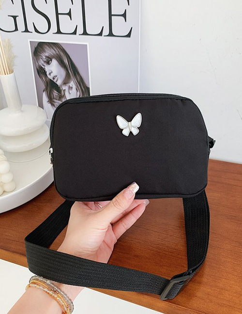 Fashion Black Nylon Butterfly Logo Large Capacity Crossbody Bag