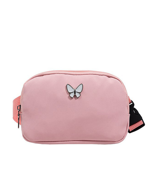 Fashion Pink Nylon Butterfly Logo Large Capacity Crossbody Bag